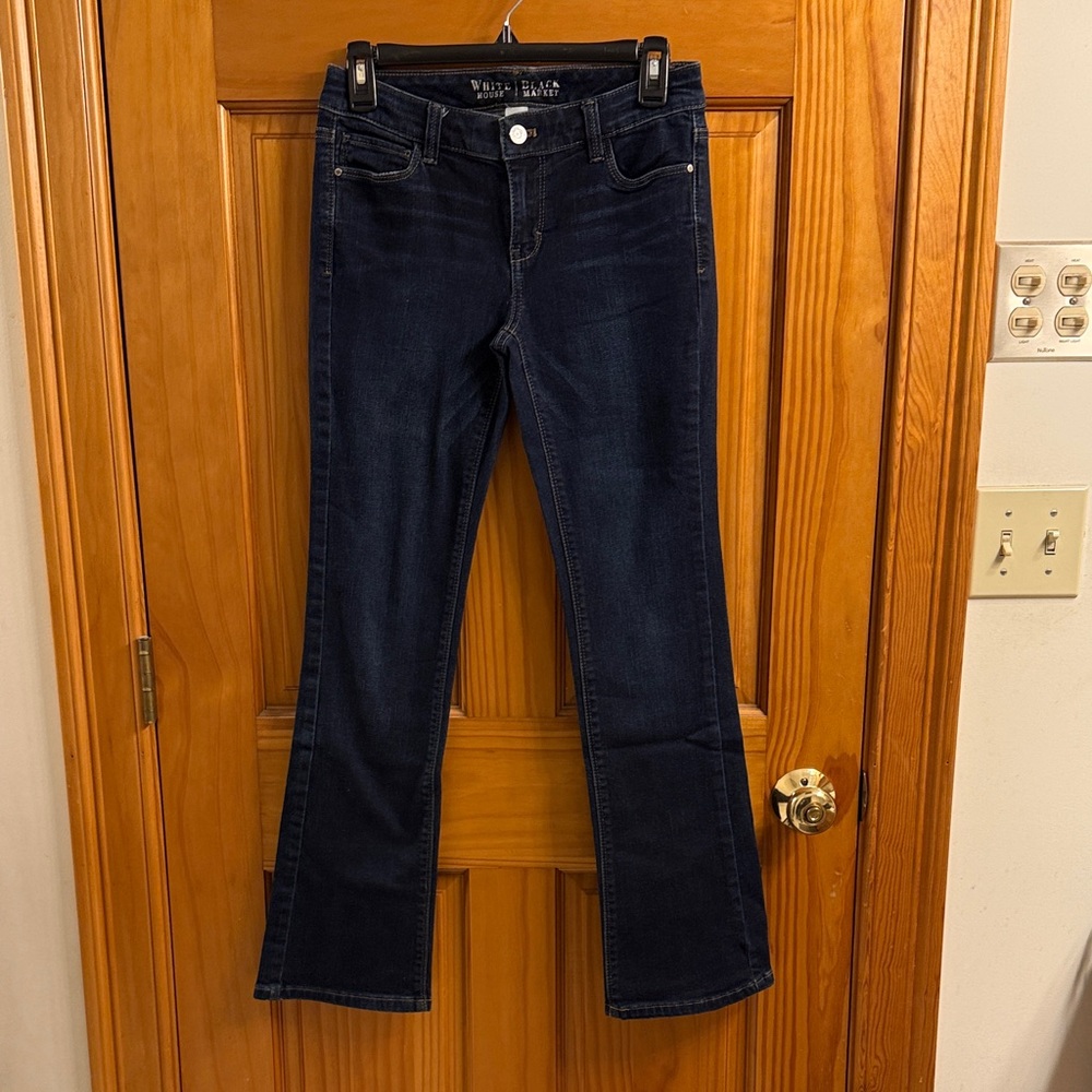 White House Black Market Dark Blue Boot Cut Jeans. Size 2 short